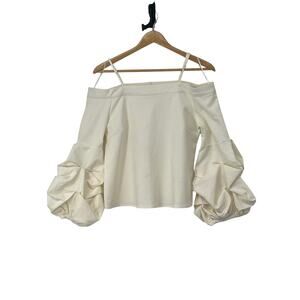 NWT‎ Ina Off Shoulder Puff Balloon Sleeve Gathered Ruffle Cottage Coquette